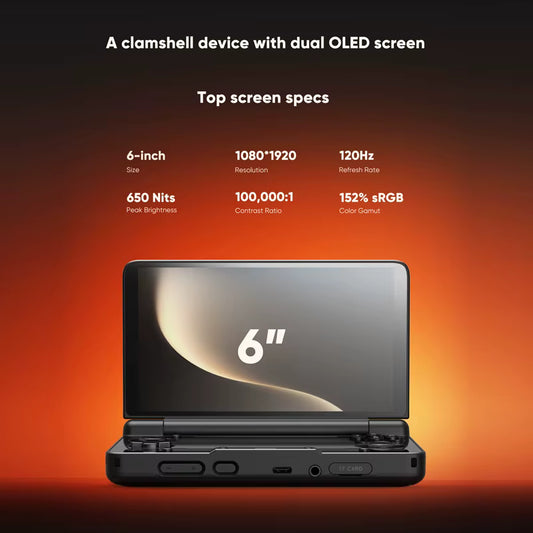 DualPro - Handheld Dual Screen Clamshell 6'' AMOLED Screen 1080p Gaming